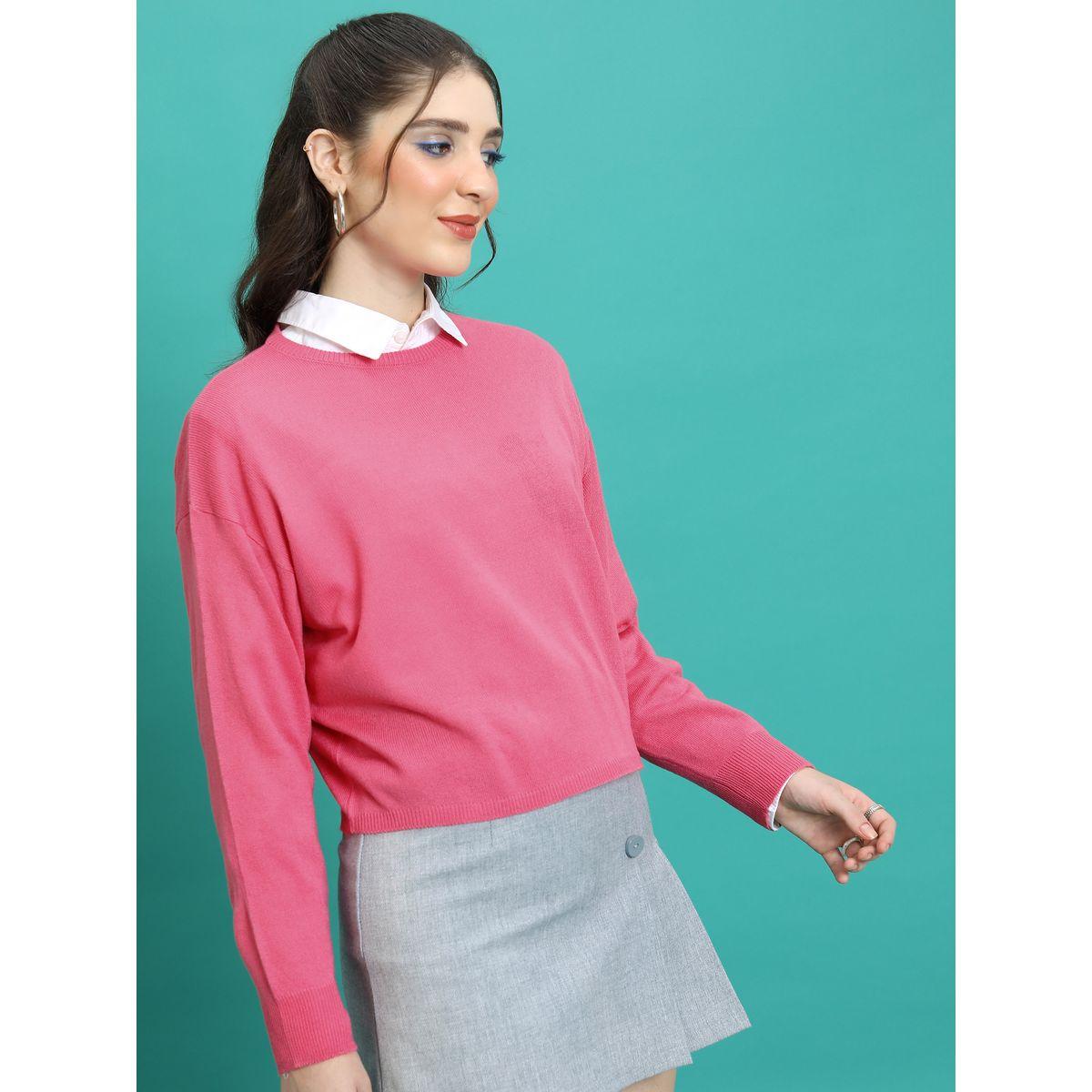 سويتر سادة بياقة دائرية وأكمام طويلة طوكيو توكيز × ستايلي-women-clothing-cardigansandjumpers-jumpers-image-6