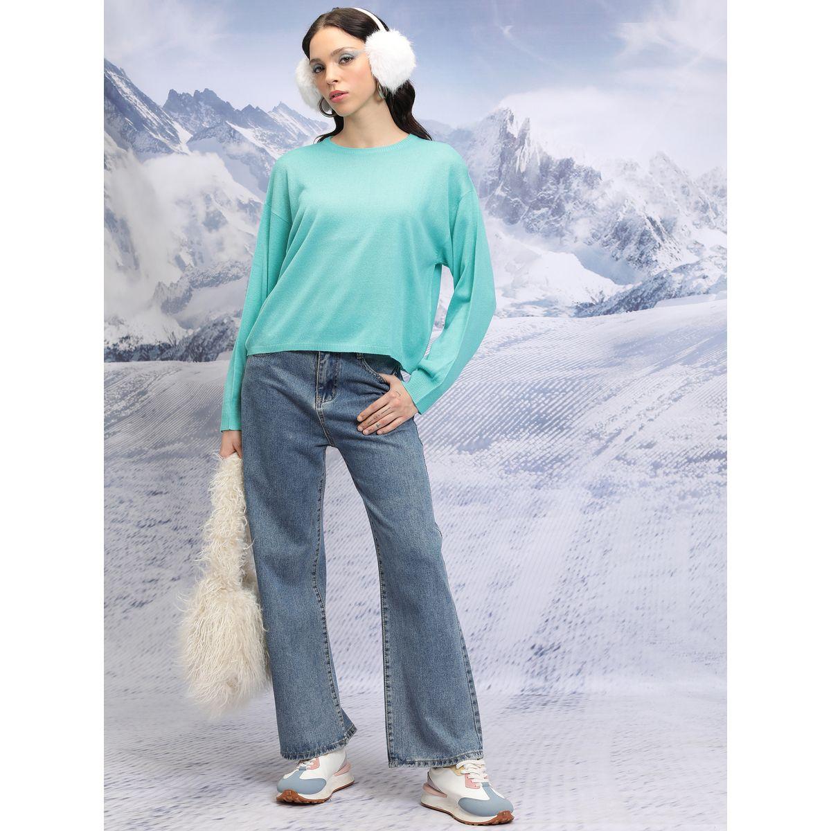 سويتر سادة بياقة دائرية وأكمام طويلة طوكيو توكيز × ستايلي-women-clothing-cardigansandjumpers-jumpers-image-5