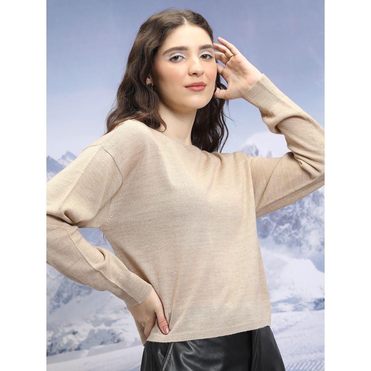 Tokyo Talkies X Styli  Solid Drop Shoulder Round Neck Sweater-women-clothing-cardigansandjumpers-jumpers-image-5