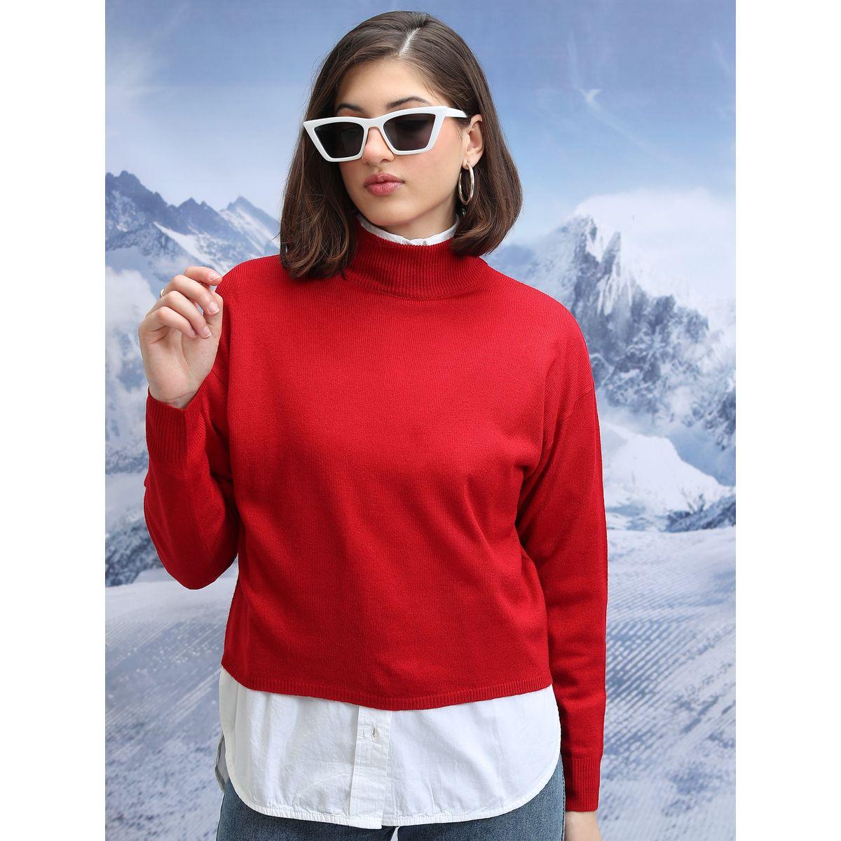 سويتر مضلع بياقة عالية وأكمام طويلة طوكيو توكيز × ستايلي-women-winterwear-cardigansandjumpers-jumpers-image-1