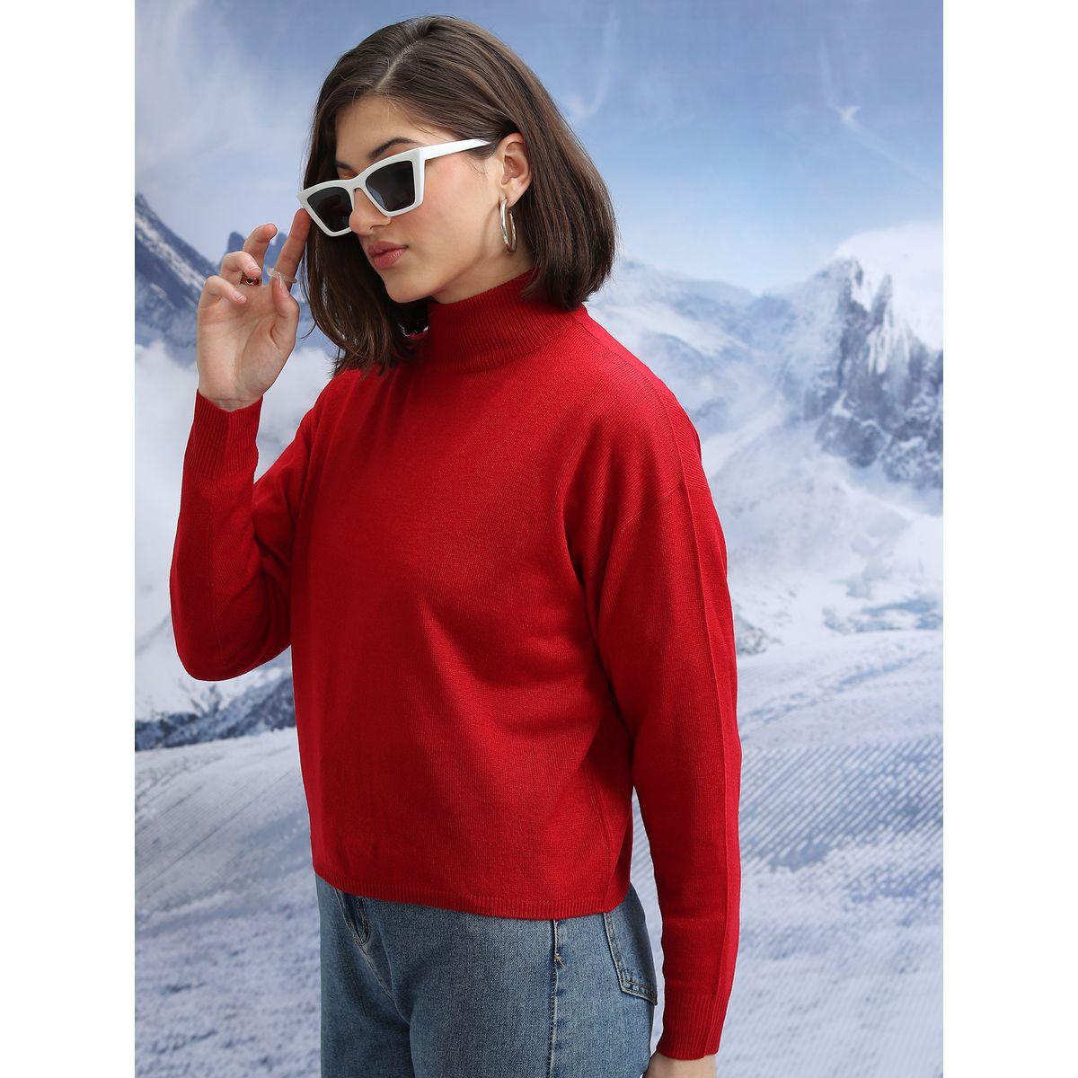 سويتر مضلع بياقة عالية وأكمام طويلة طوكيو توكيز × ستايلي-women-winterwear-cardigansandjumpers-jumpers-image-4