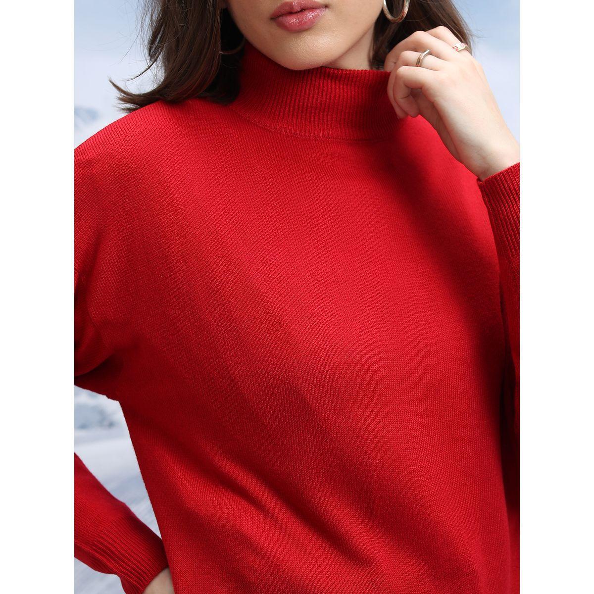 Tokyo Talkies X Styli  Ribbed High Neck Sweater with Long Sleeves-women-winterwear-cardigansandjumpers-jumpers-image-5