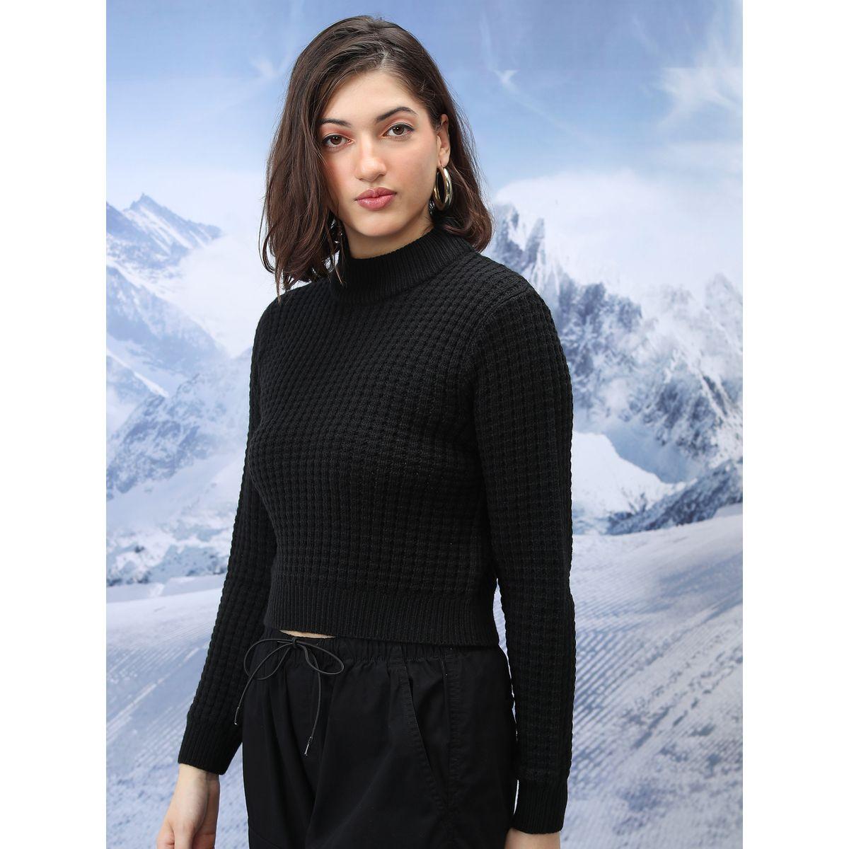 Tokyo Talkies X Styli  Textured Turtle Neck Sweater with Long Sleeves-women-winterwear-cardigansandjumpers-jumpers-image-4