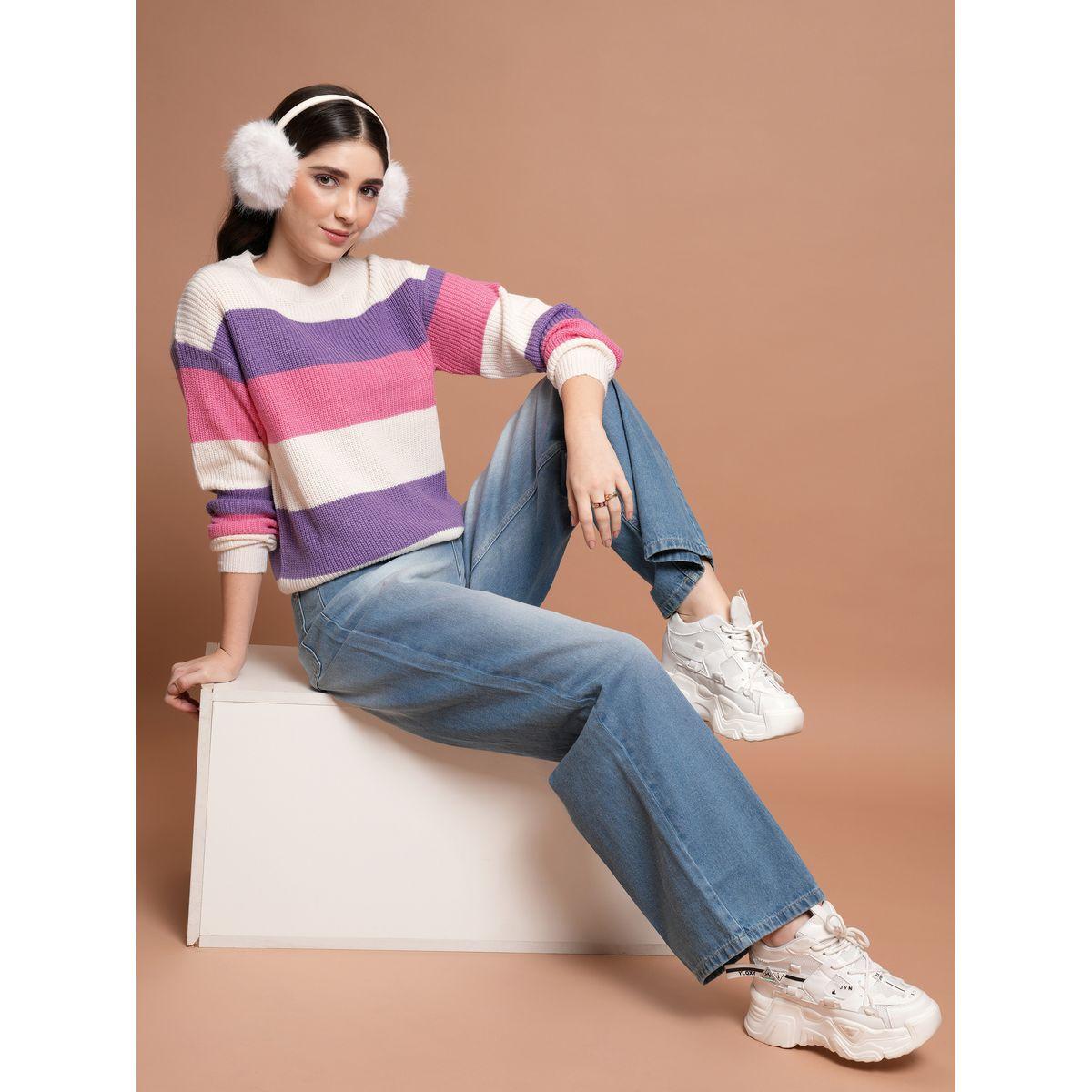 Tokyo Talkies X Styli  Colourblock Round Neck Sweater with Long Sleeves-women-winterwear-cardigansandjumpers-jumpers-image-2