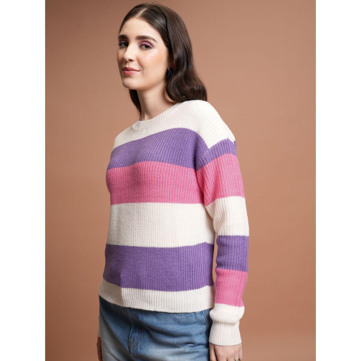 سويتر بنمط كتل الالوان مع أكمام طويلة طوكيو توكيز × ستايلي-women-winterwear-cardigansandjumpers-jumpers-image-4