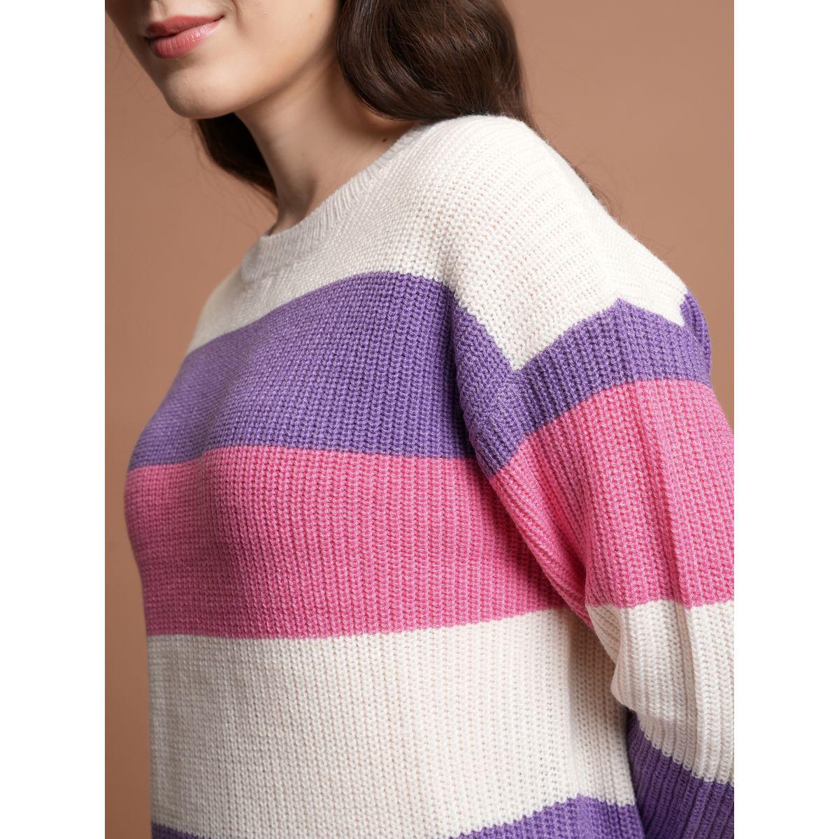 سويتر بنمط كتل الالوان مع أكمام طويلة طوكيو توكيز × ستايلي-women-winterwear-cardigansandjumpers-jumpers-image-5