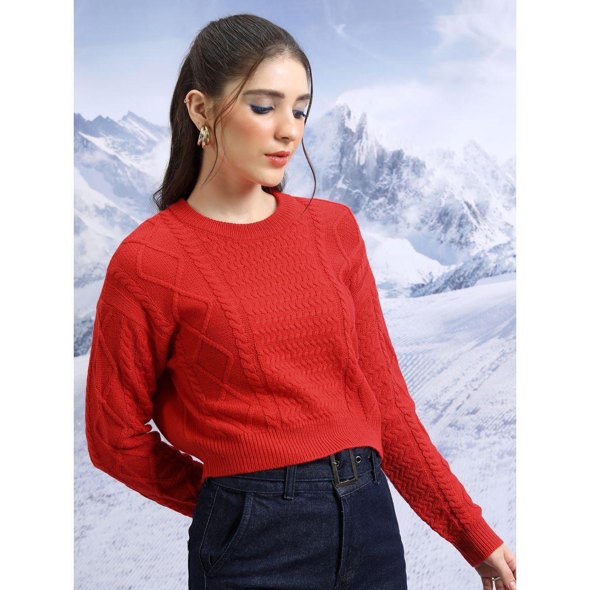Tokyo Talkies X Styli  Cable Knit Round Neck Sweater with Long Sleeves-women-winterwear-cardigansandjumpers-jumpers-image-6