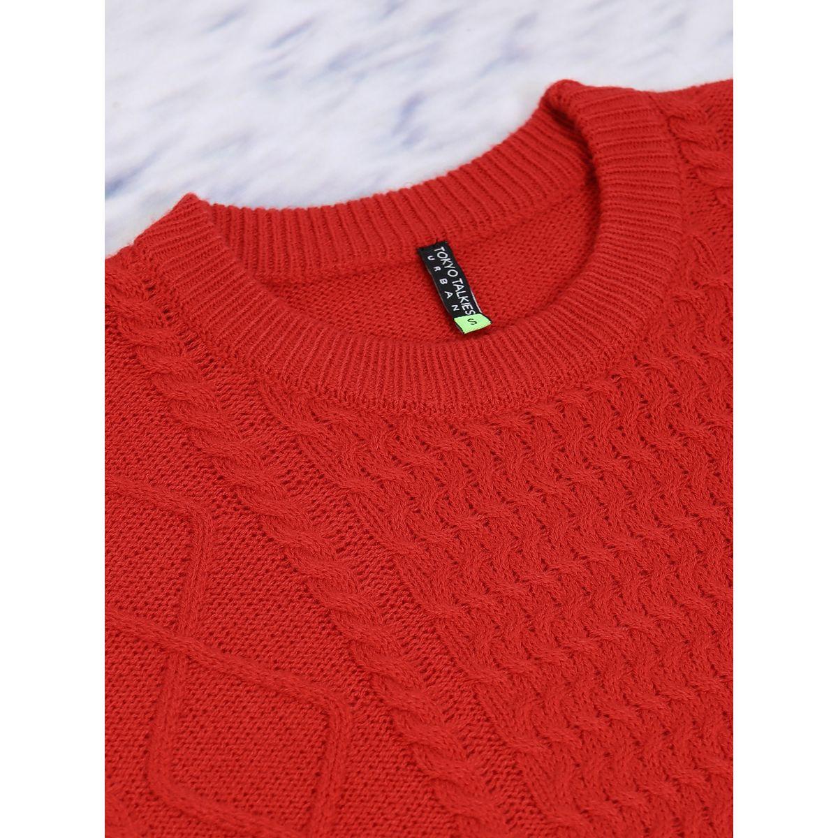 سويتر بتفاصيل محبوكة وياقة دائرية مع أكمام طويلة طوكيو توكيز × ستايلي-women-winterwear-cardigansandjumpers-jumpers-image-7