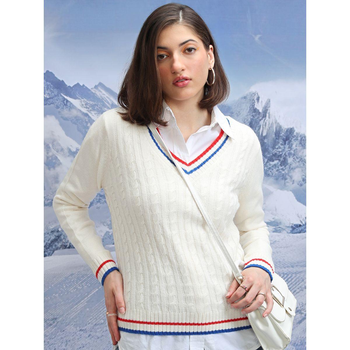 سويتر بأكمام طويلة وحواف مخططة طوكيو توكيز × ستايلي-women-winterwear-cardigansandjumpers-jumpers-image-1