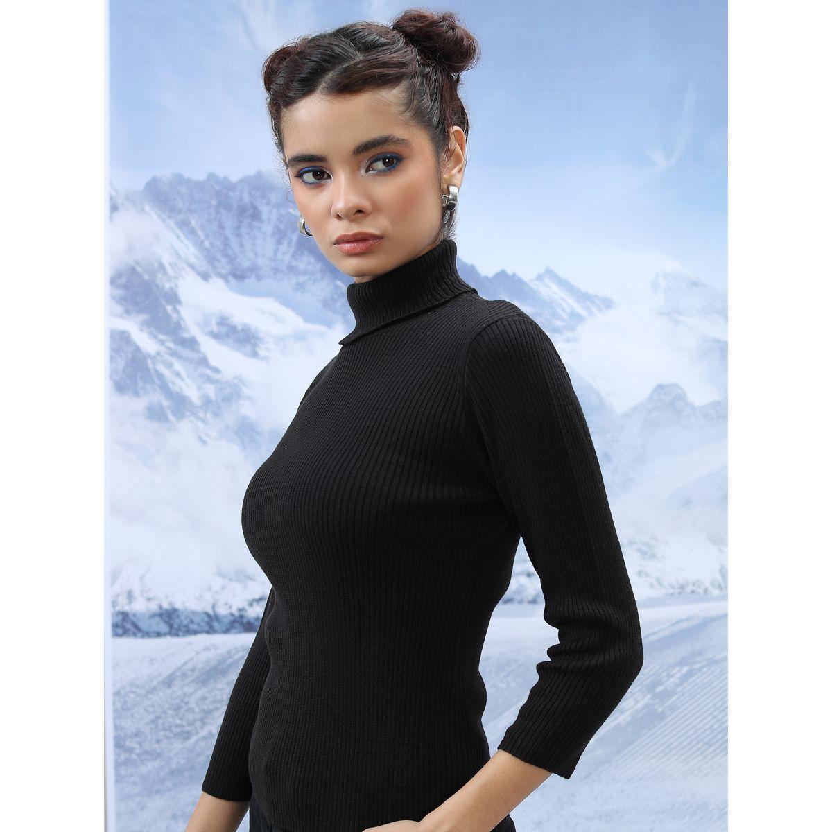 Tokyo Talkies X Styli  Ribbed Knit Turtle Neck Sweater-women-winterwear-cardigansandjumpers-jumpers-image-4