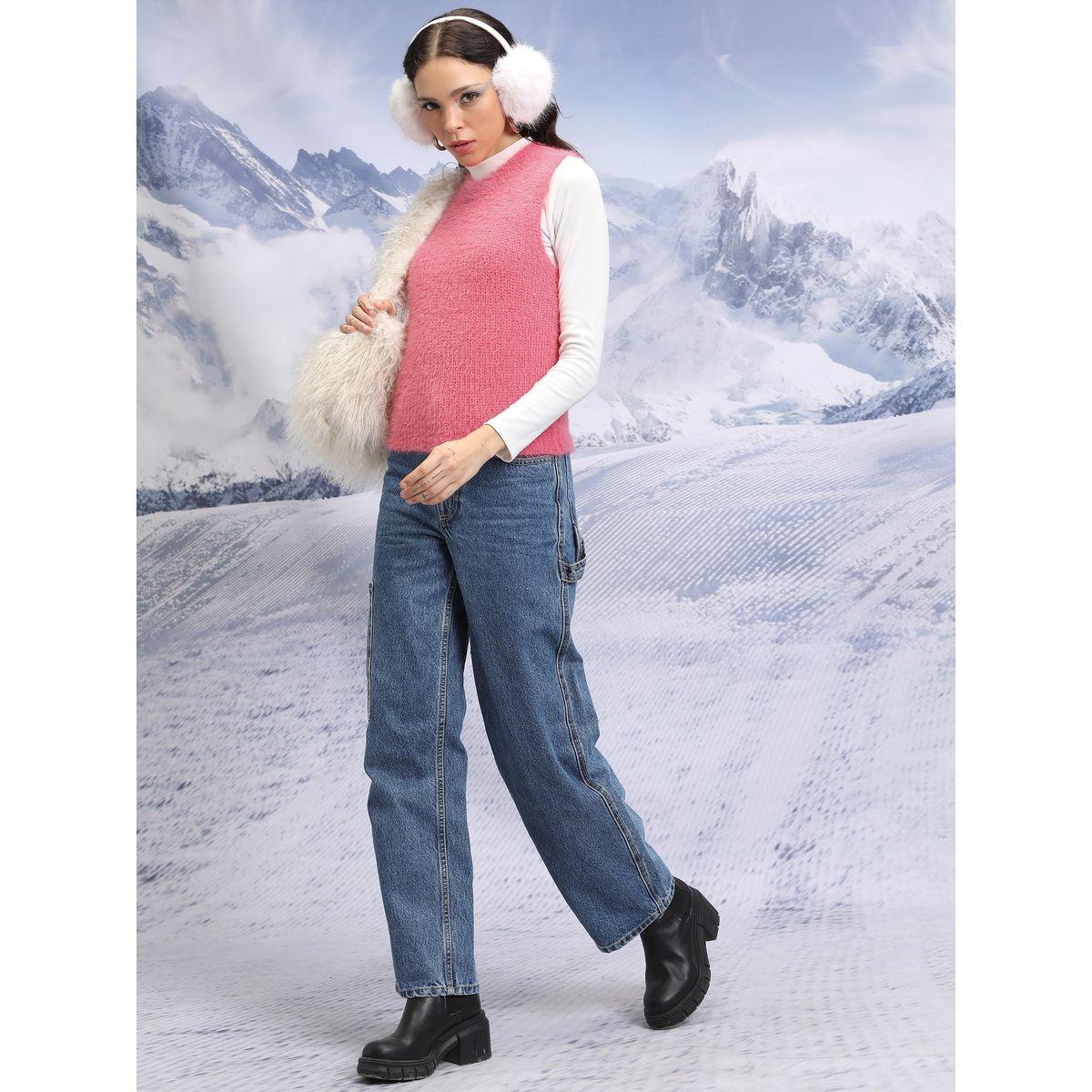 سويتر بلا أكمام مع ياقة دائرية وتفاصيل بارزة الملمس طوكيو توكيز × ستايلي-women-clothing-cardigansandjumpers-jumpers-image-5