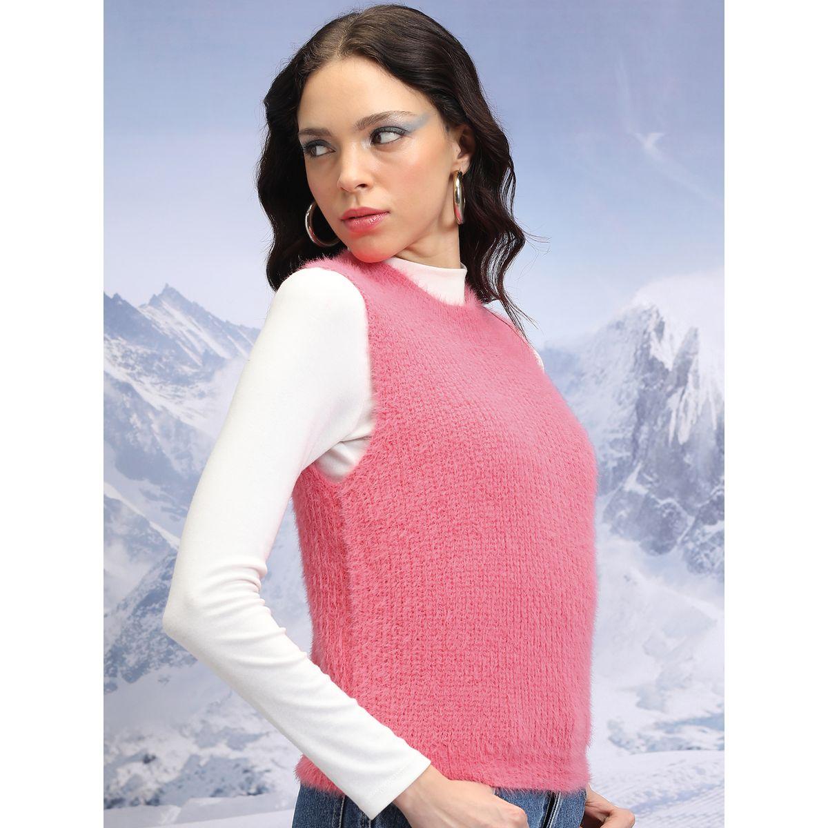 سويتر بلا أكمام مع ياقة دائرية وتفاصيل بارزة الملمس طوكيو توكيز × ستايلي-women-clothing-cardigansandjumpers-jumpers-image-1