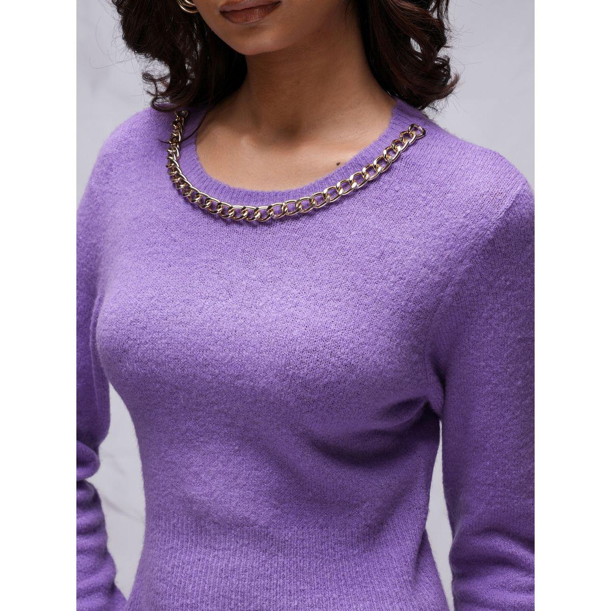 سويتر مزين بسلسلة وياقة دائرية طوكيو توكيز × ستايلي-women-winterwear-cardigansandjumpers-jumpers-image-5