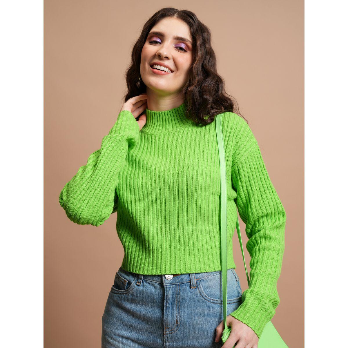 سويتر مضلع بياقة عالية وأكمام طويلة طوكيو توكيز × ستايلي-women-winterwear-cardigansandjumpers-jumpers-image-1