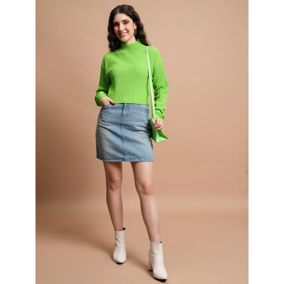 سويتر مضلع بياقة عالية وأكمام طويلة طوكيو توكيز × ستايلي-women-winterwear-cardigansandjumpers-jumpers-image-2