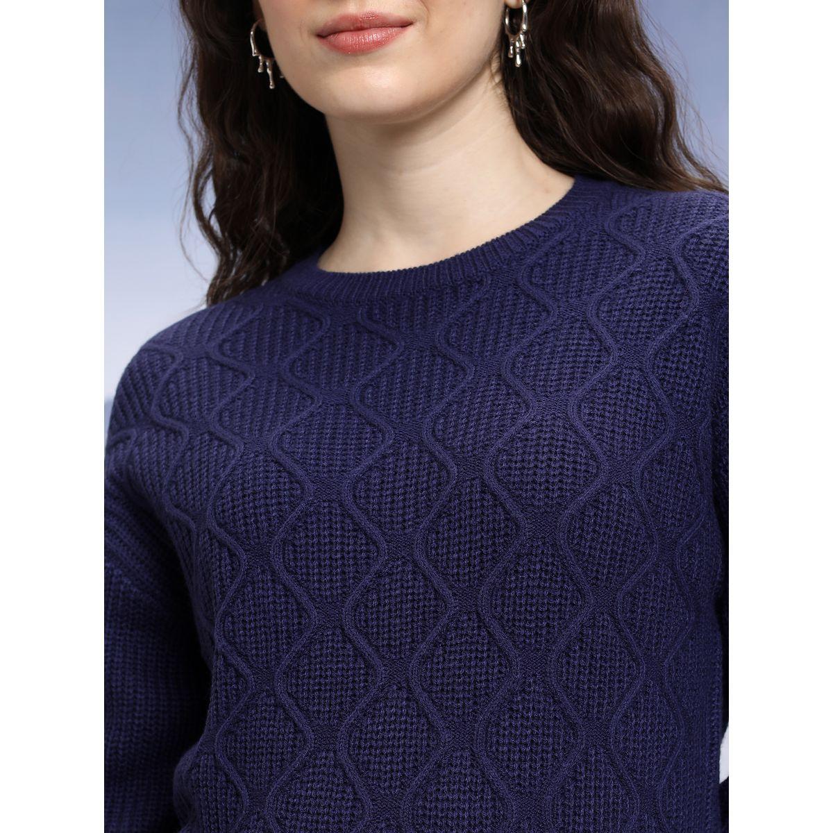 Tokyo Talkies X Styli  Cable Knit Round Neck Sweater-women-winterwear-cardigansandjumpers-jumpers-image-5