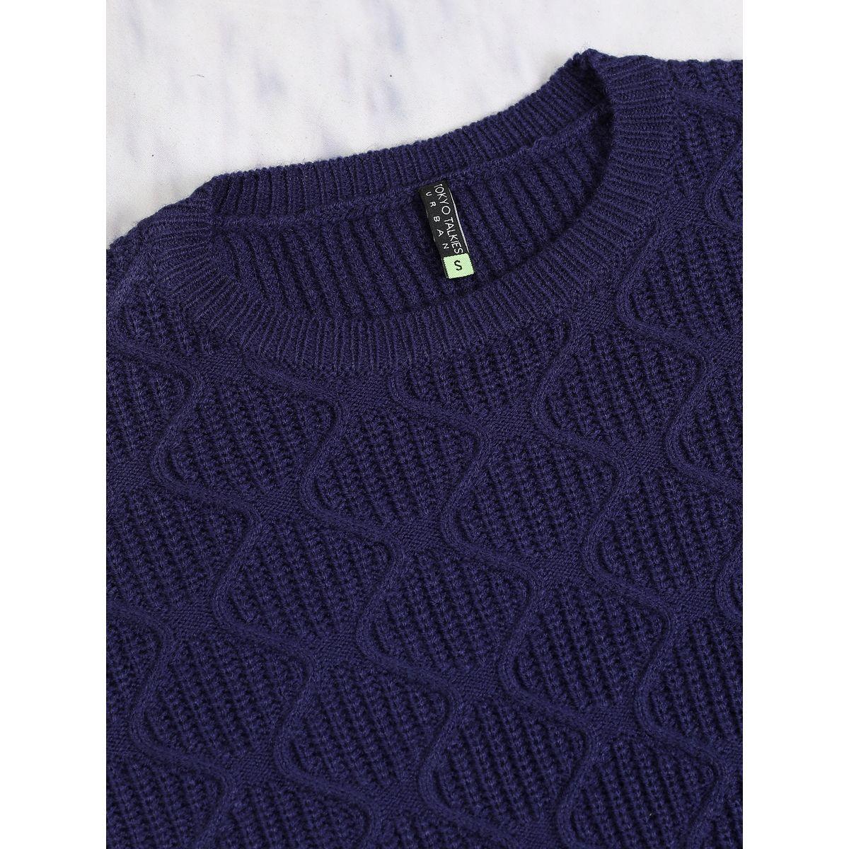 سويتر محبوك بياقة دائرية وأكتاف منخفضة طوكيو توكيز × ستايلي-women-winterwear-cardigansandjumpers-jumpers-image-7