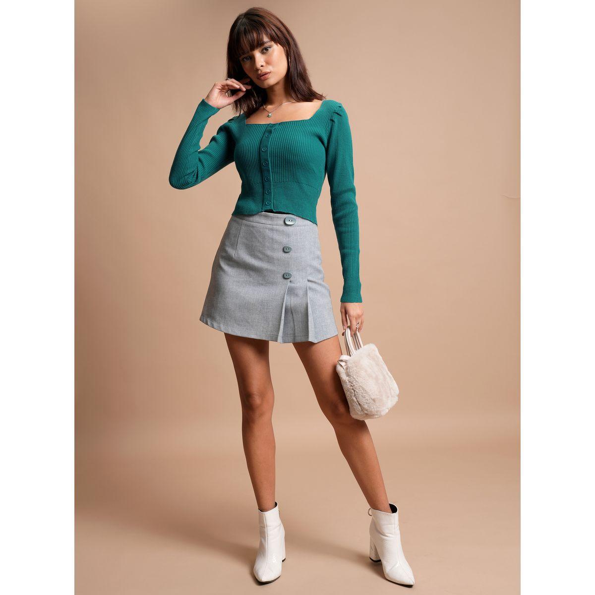 Tokyo Talkies X Styli  Ribbed Crop Button Detail Sweater-women-winterwear-cardigansandjumpers-jumpers-image-2