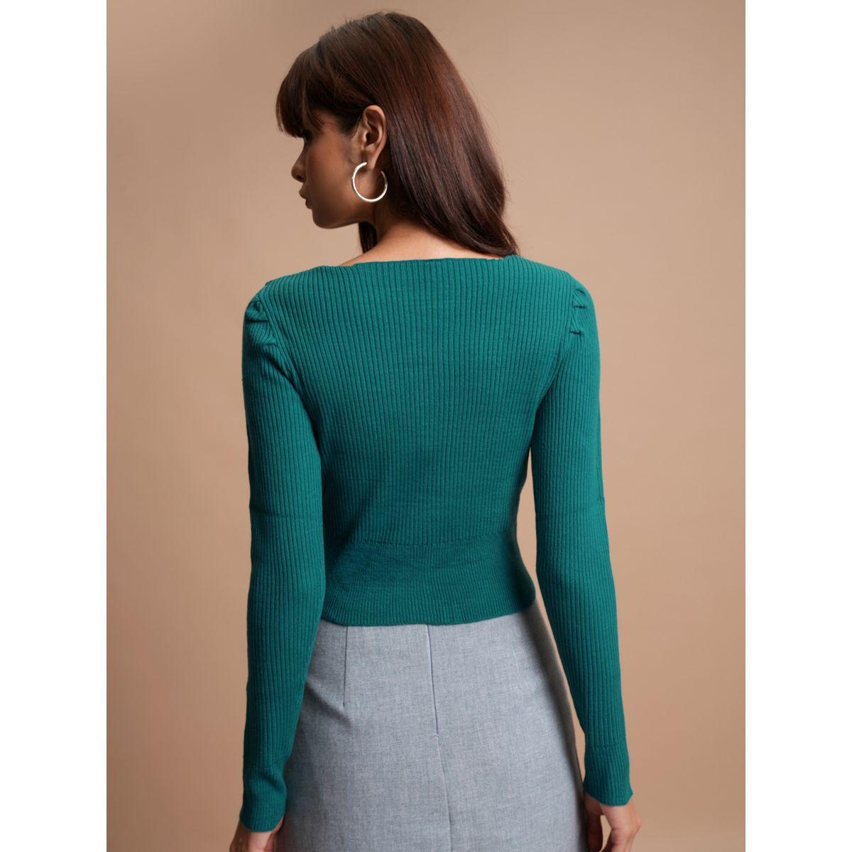 Tokyo Talkies X Styli  Ribbed Crop Button Detail Sweater-women-winterwear-cardigansandjumpers-jumpers-image-3