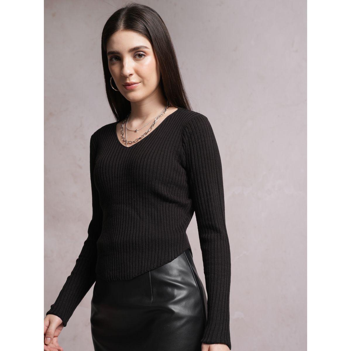 سويتر بتفاصيل مضلعة وأكمام طويلة طوكيو توكيز × ستايلي-women-winterwear-cardigansandjumpers-jumpers-image-4