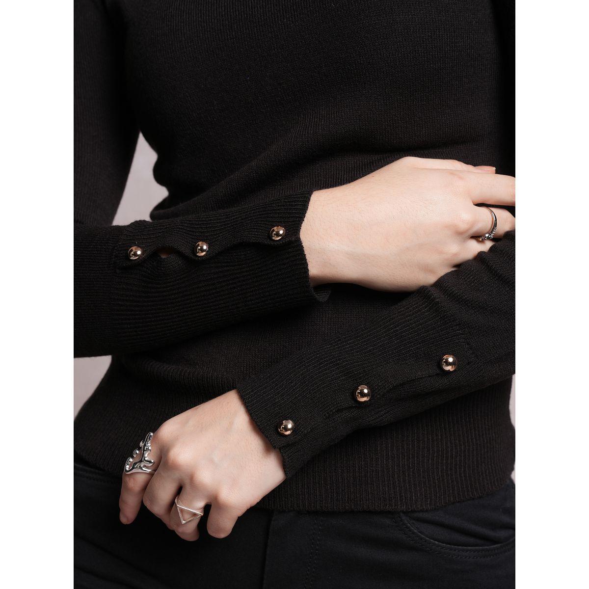 Tokyo Talkies X Styli  Ribbed Turtle Neck Button Detail Sweater-women-winterwear-cardigansandjumpers-jumpers-image-7