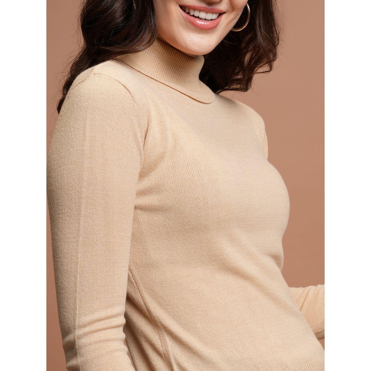 Tokyo Talkies X Styli  Ribbed Turtle Neck Button Detail Sweater-women-winterwear-cardigansandjumpers-jumpers-image-5