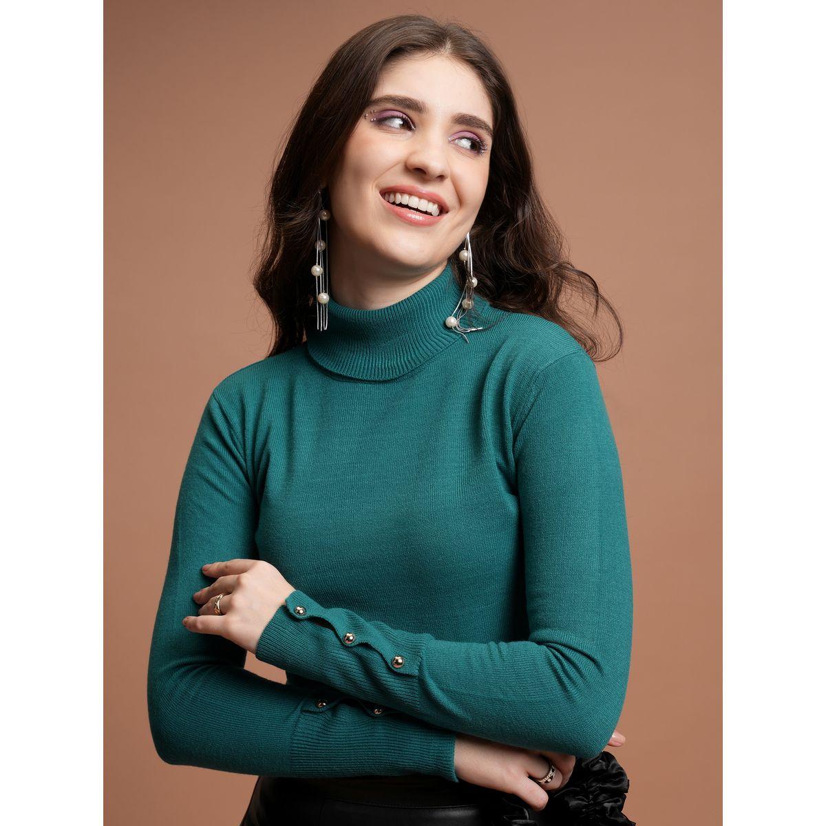 سويتر مضلع بياقة عالية وأزرار طوكيو توكيز × ستايلي-women-winterwear-cardigansandjumpers-jumpers-image-1