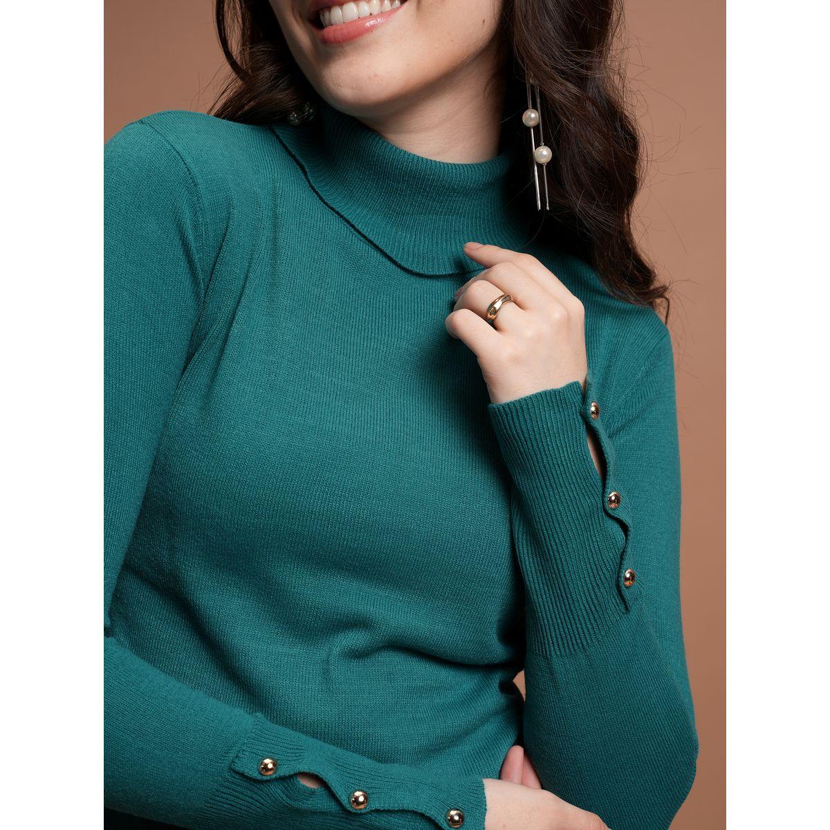 سويتر مضلع بياقة عالية وأزرار طوكيو توكيز × ستايلي-women-winterwear-cardigansandjumpers-jumpers-image-5
