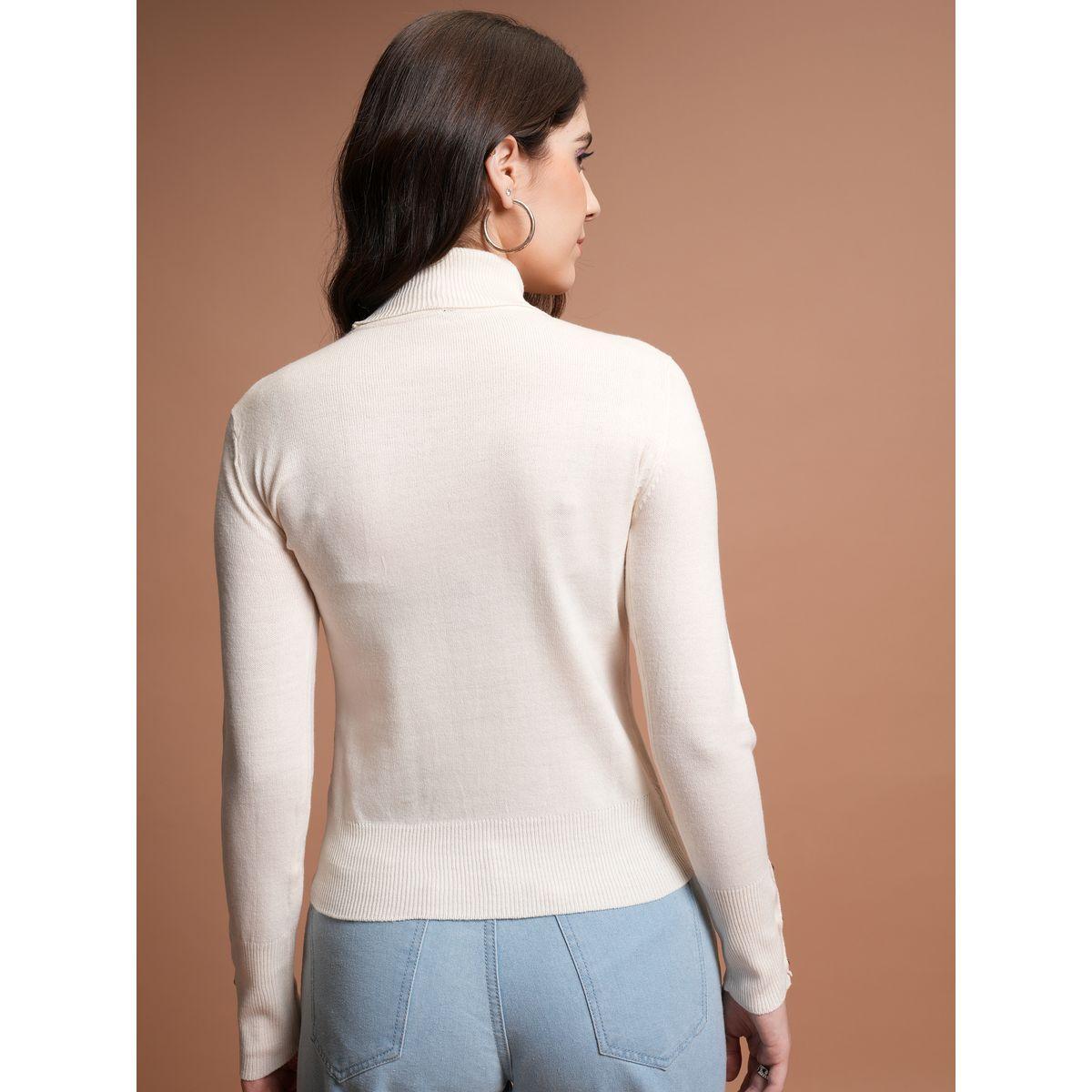 Tokyo Talkies X Styli  Ribbed Turtle Neck Button Detail Sweater-women-winterwear-cardigansandjumpers-jumpers-image-3