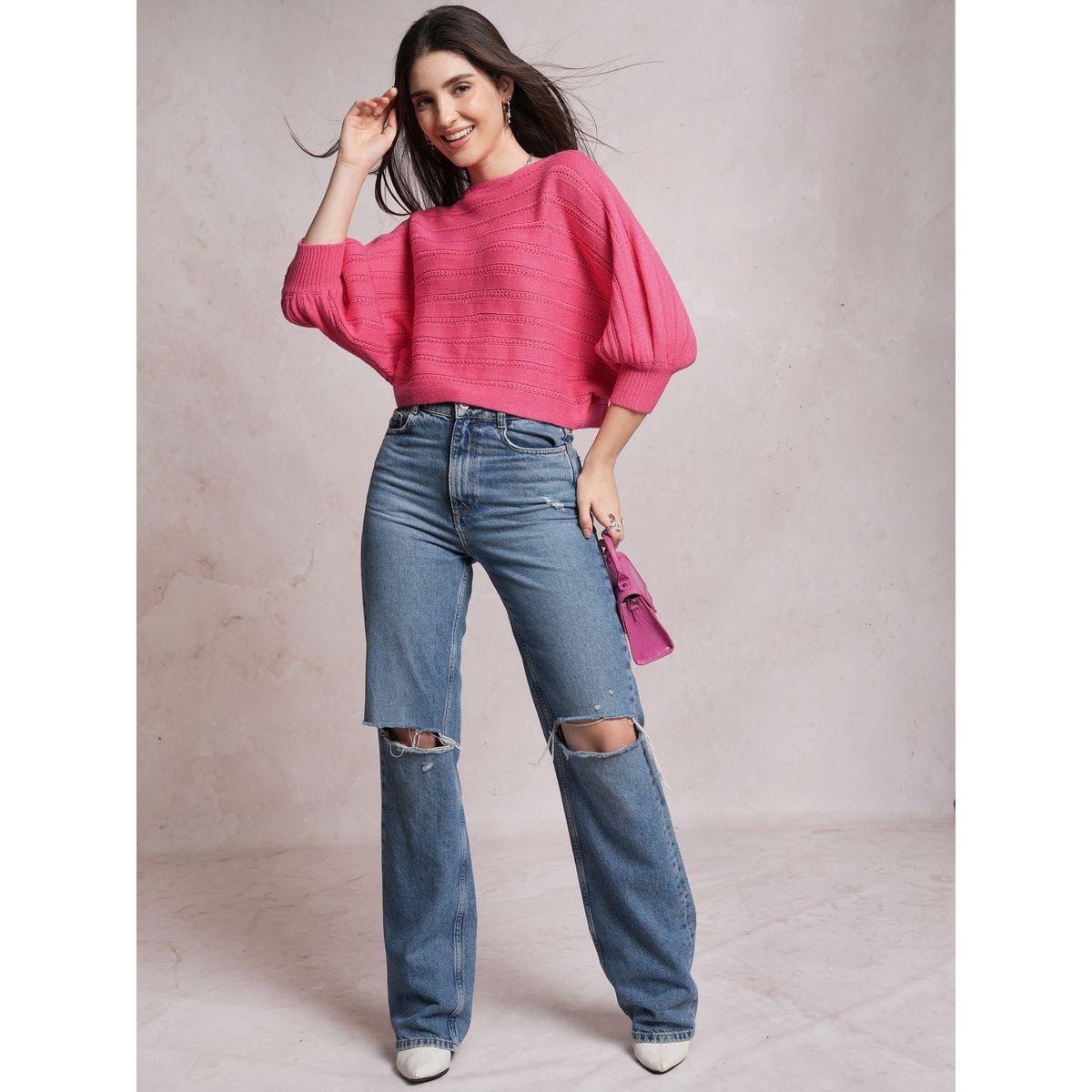 Tokyo Talkies X Styli  Ribbed Boat Neck Oversized Sweater-women-clothing-cardigansandjumpers-jumpers-image-2