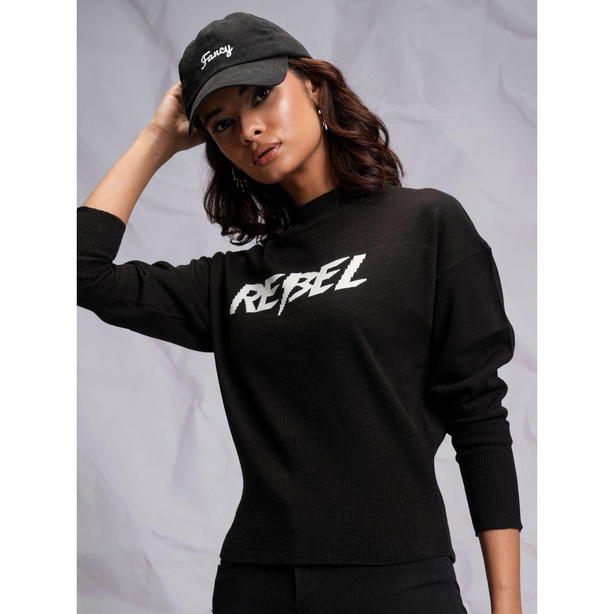 Tokyo Talkies X Styli  Slogan Print Turtle Neck Sweater-women-clothing-cardigansandjumpers-jumpers-image-1