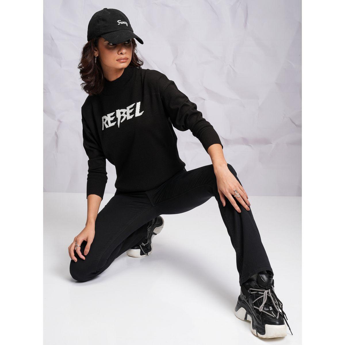 Tokyo Talkies X Styli  Slogan Print Turtle Neck Sweater-women-clothing-cardigansandjumpers-jumpers-image-2