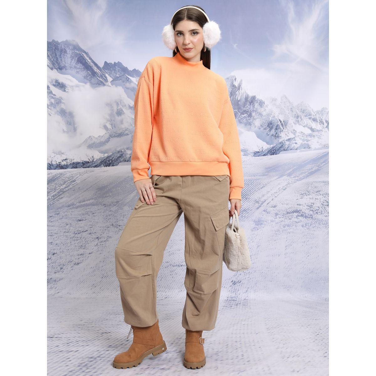 Tokyo Talkies X Styli  High Neck Relaxed Fit Sweatshirt with Typography Details-women-winterwear-cardigansandjumpers-jumpers-image-2
