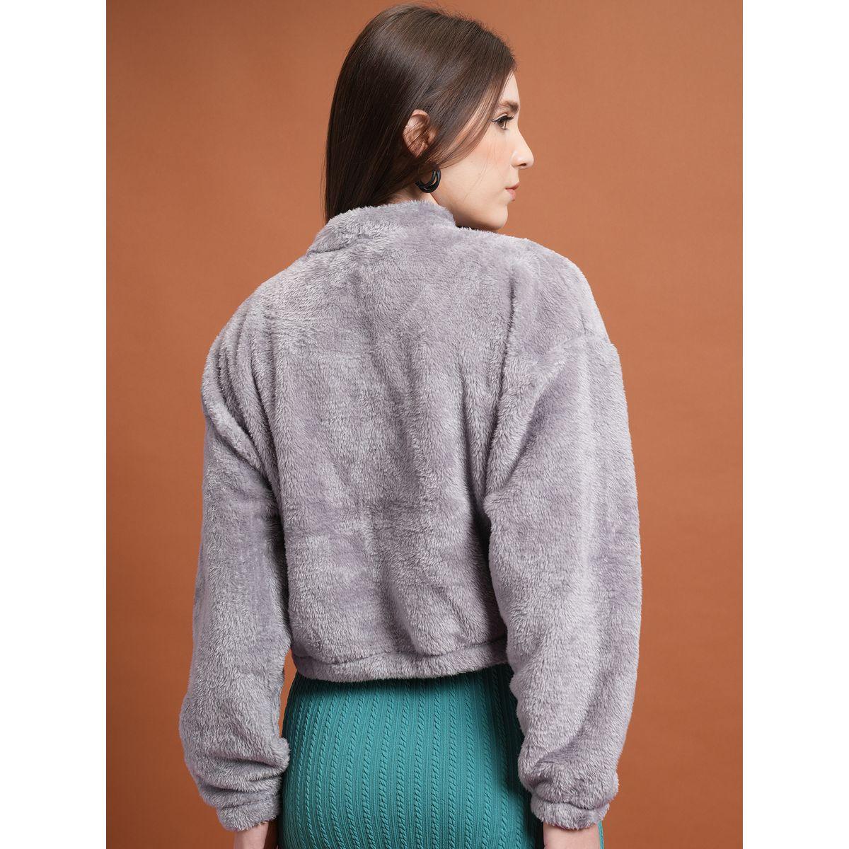 جاكيت قصير بياقة قائمة وفرو صناعي طوكيو توكيز × ستايلي-women-winterwear-coatsandjackets-jackets-image-3