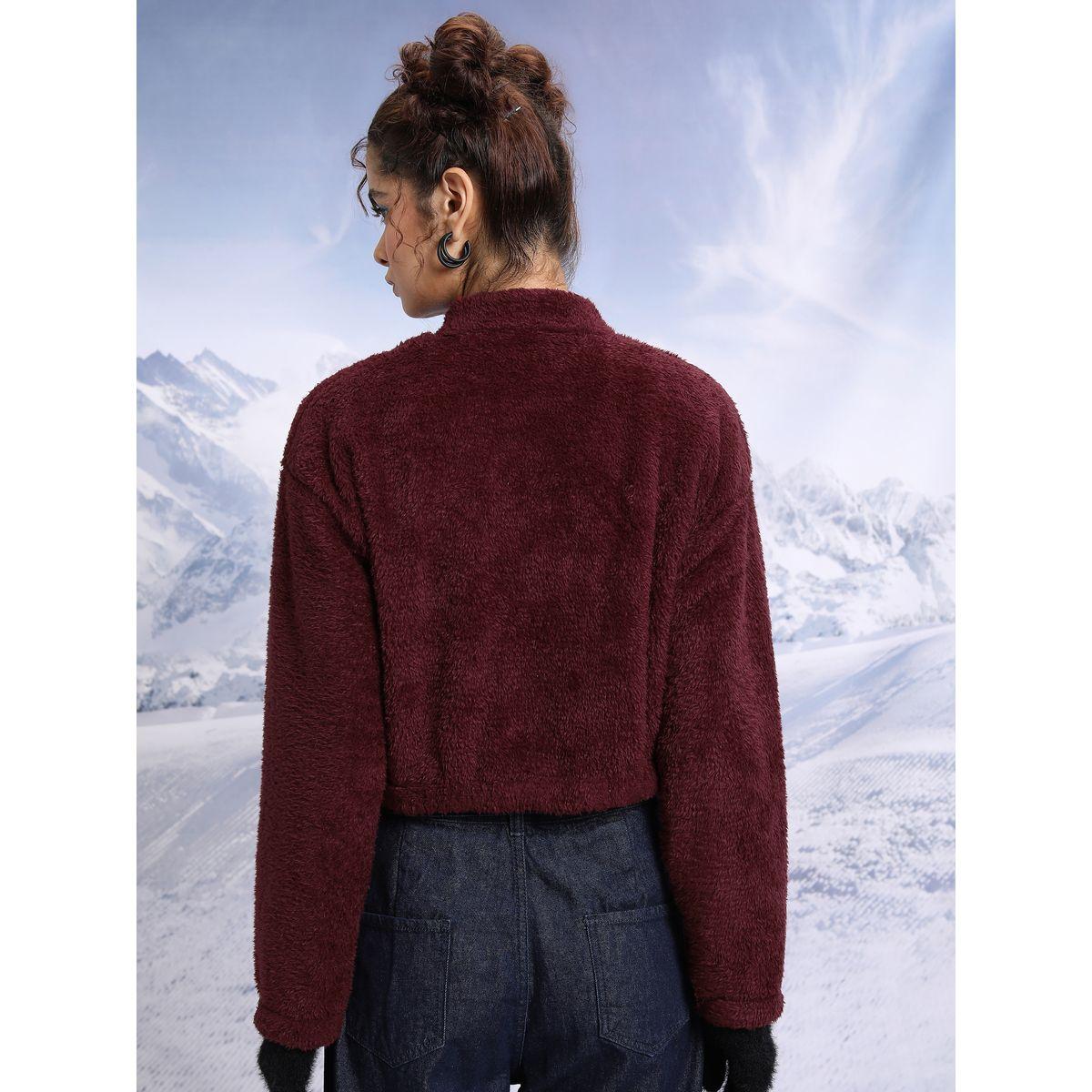 Tokyo Talkies X Styli  Stand Collar Faux Fur Trim Open Front Crop Jacket-women-winterwear-coatsandjackets-jackets-image-3