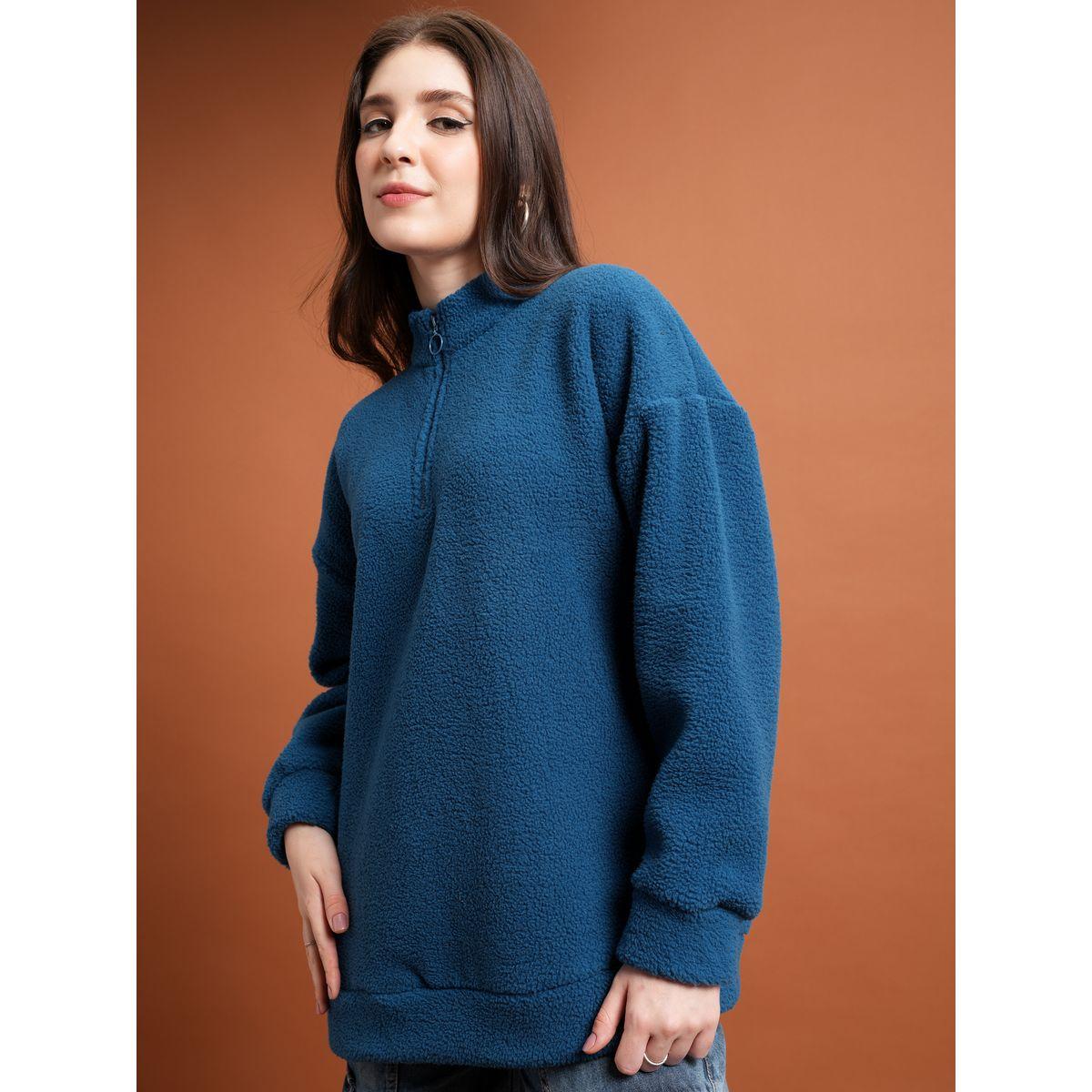 Tokyo Talkies X Styli  Oversized Half Zip Sweatshirt with Dropped Shoulder-women-clothing-hoodiesandsweatshirts-sweatshirts-image-4