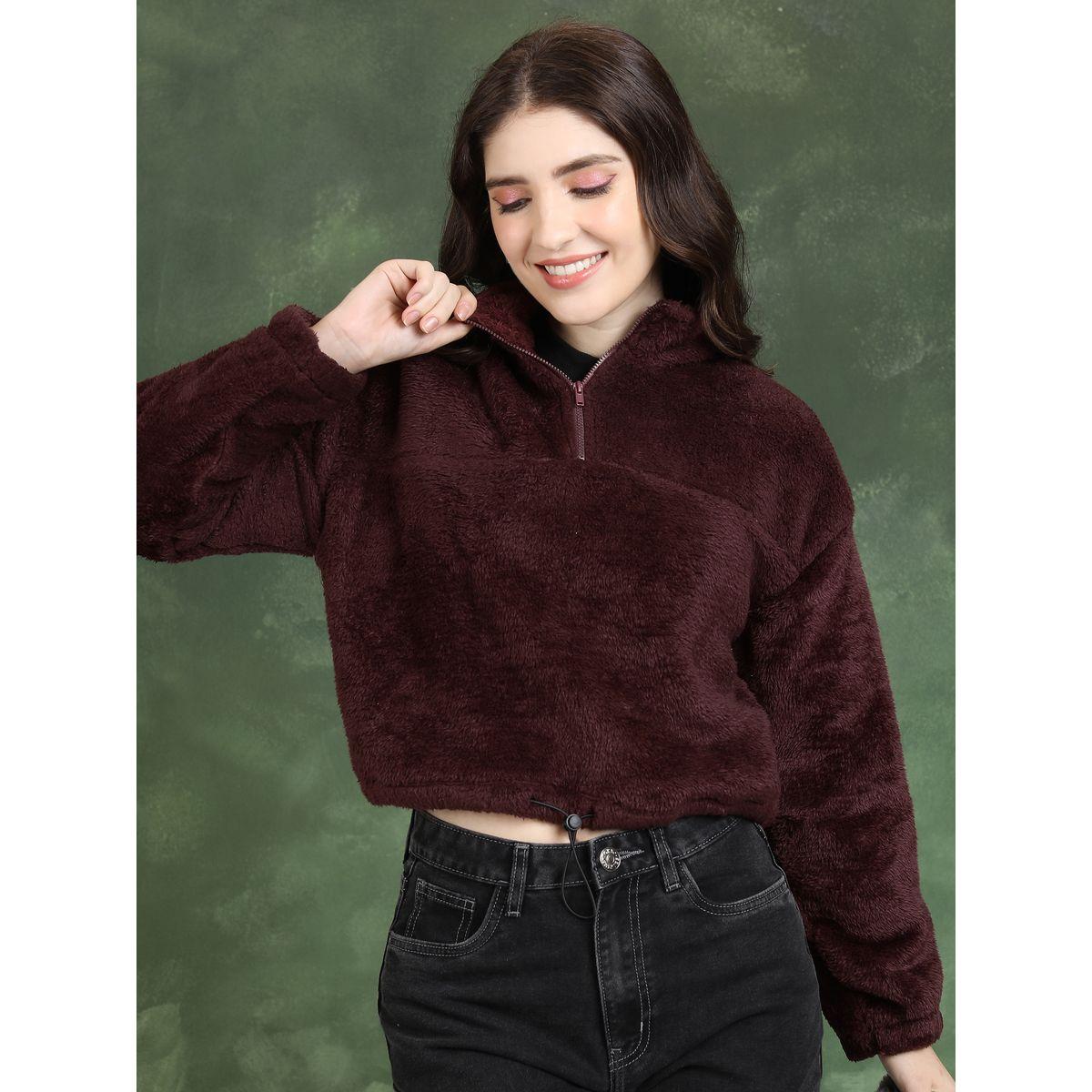 Tokyo Talkies X Styli  Solid High Neck Cropped Sweatshirt-women-winterwear-hoodiesandsweatshirts-sweatshirts-image-1