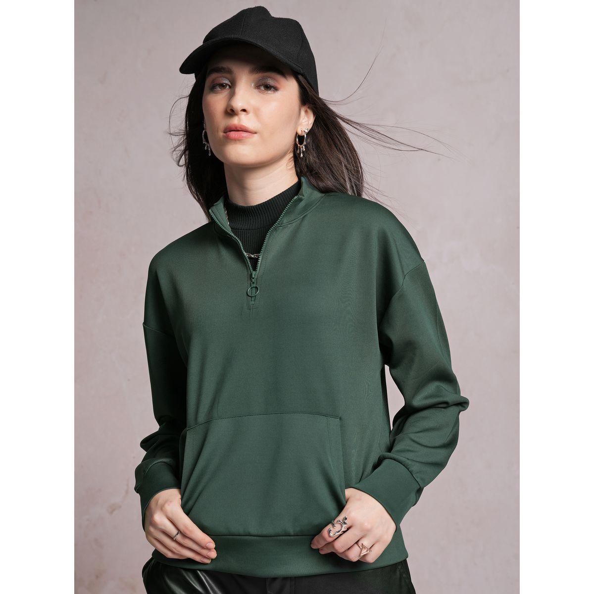 Tokyo Talkies X Styli  Solid High Neck Sweatshirt with Half Zip Closure-women-winterwear-hoodiesandsweatshirts-sweatshirts-image-1