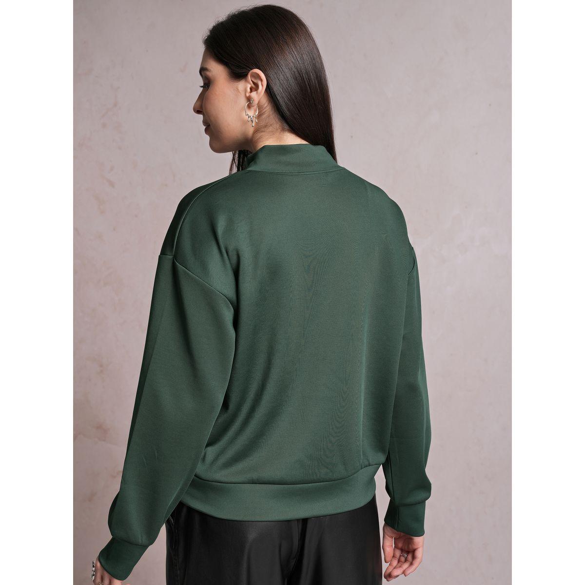 Tokyo Talkies X Styli  Solid High Neck Sweatshirt with Half Zip Closure-women-winterwear-hoodiesandsweatshirts-sweatshirts-image-3
