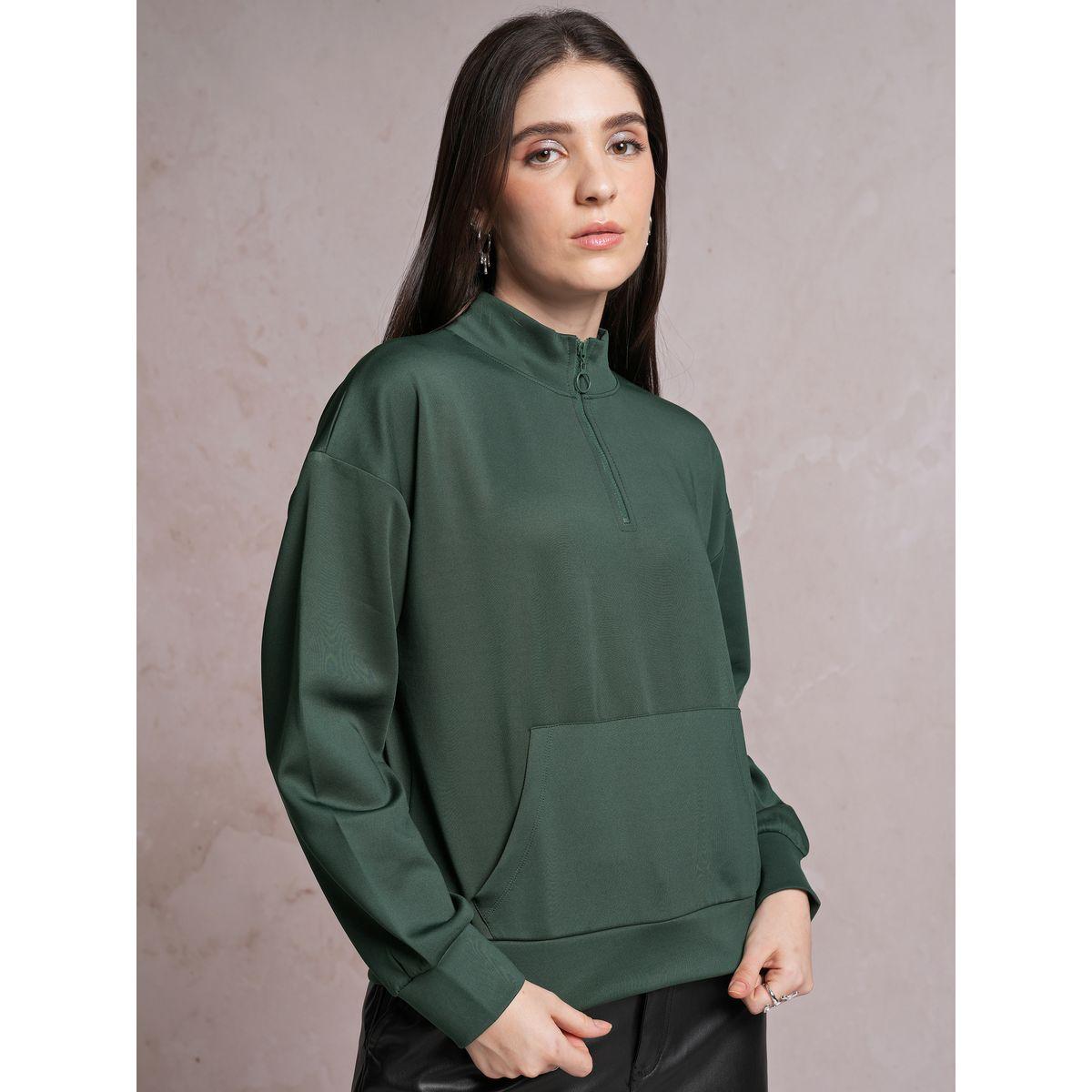 Tokyo Talkies X Styli  Solid High Neck Sweatshirt with Half Zip Closure-women-winterwear-hoodiesandsweatshirts-sweatshirts-image-6