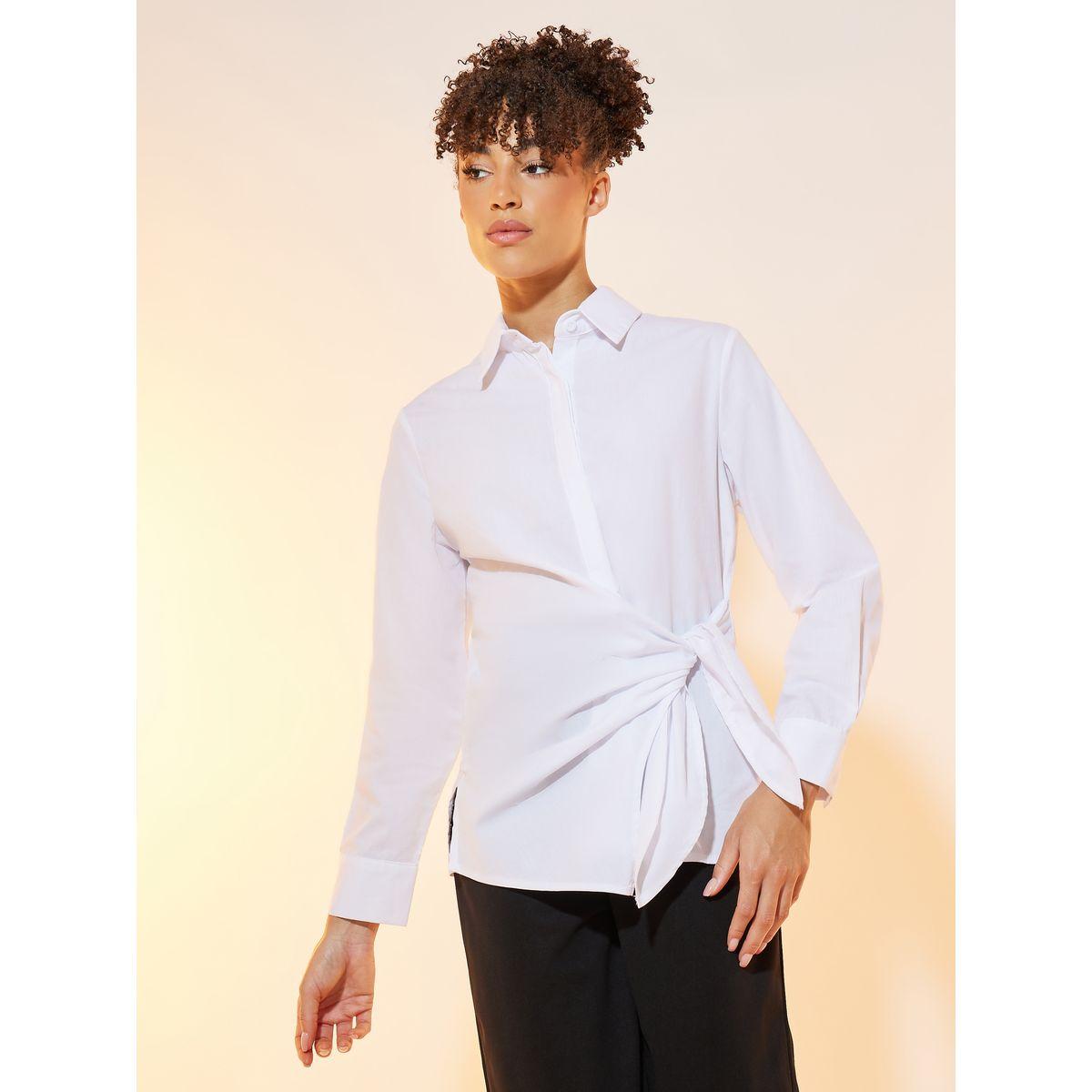 Styli Side Bow Tie Regular Fit Shirt-women-clothing-shirtsandblouses-shirts-image-1