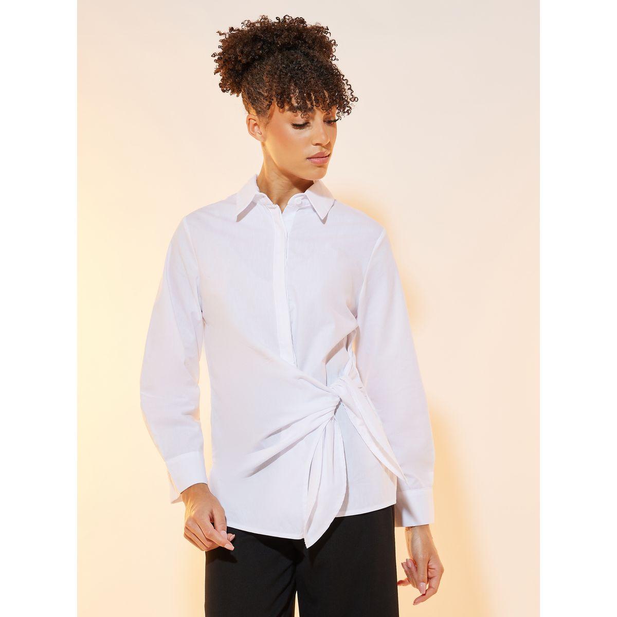 Styli Side Bow Tie Regular Fit Shirt-women-clothing-shirtsandblouses-shirts-image-3