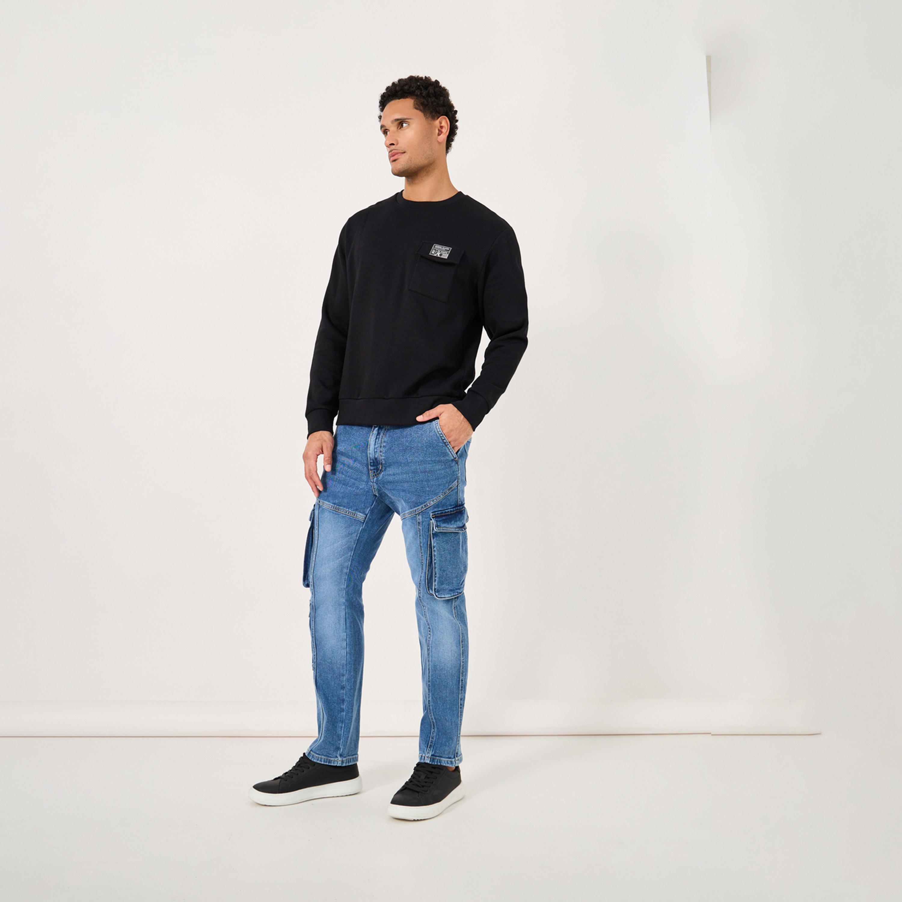 Styli Acid Washed Bootcut Cargo Jeans With Seam Detail-men-clothing-bottoms-jeans-image-2