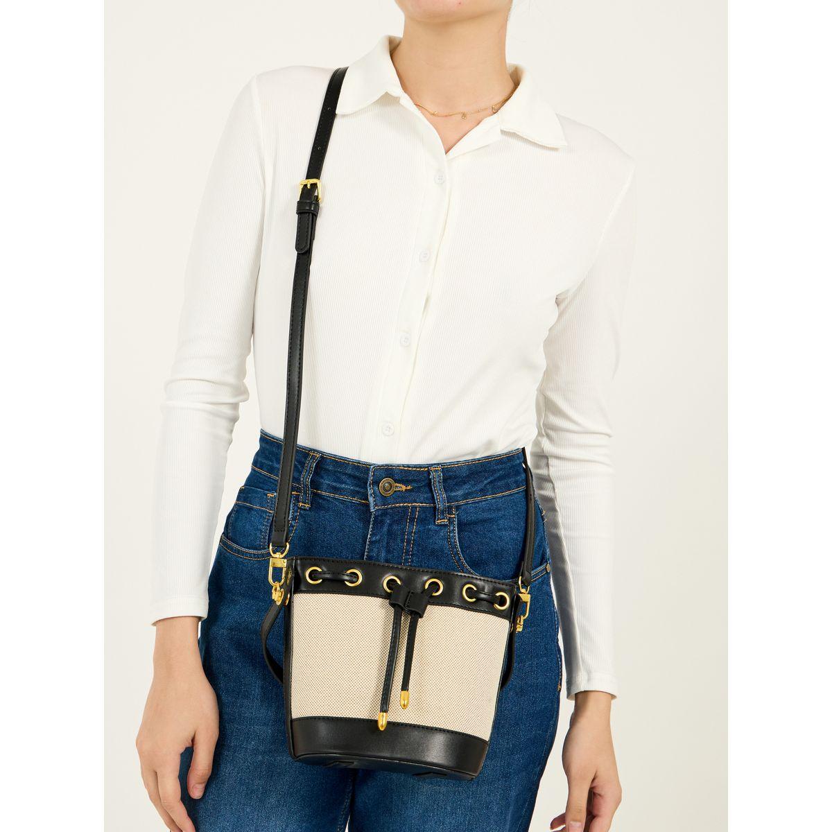 Styli Two Tone Bucket Bag with Detachable Strap-women-bagsandwallets-handbags-image-2