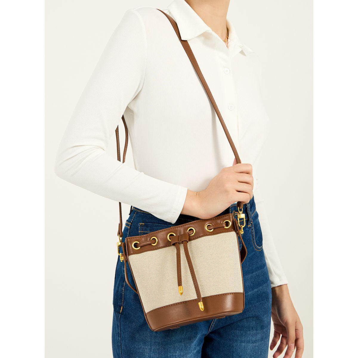 Styli Two Tone Bucket Bag with Detachable Strap-women-bagsandwallets-handbags-image-2