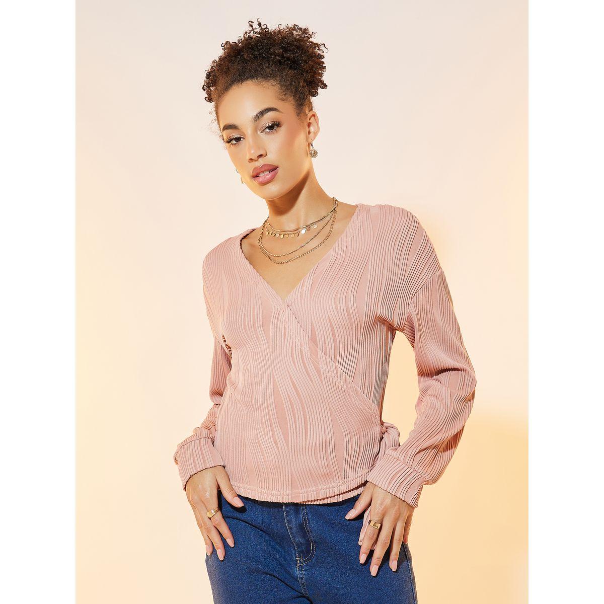 Styli Textured Wrap Top with Tie Waist-women-clothing-shirtsandblouses-blouses-image-1