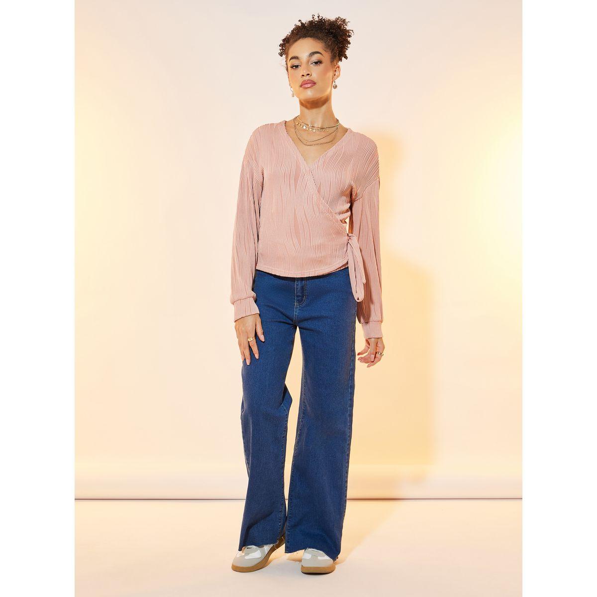 بلوزة بنمط لف وحزام خصر-women-clothing-shirtsandblouses-blouses-image-2