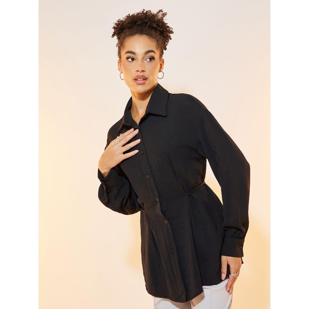 Take Two Solid Longline Shirt with Tie Waist-women-clothing-shirtsandblouses-shirts-image-1