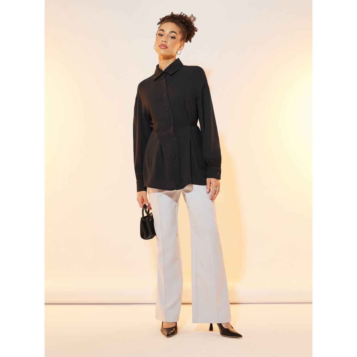 بلوزة طويلة سادة برباط خصر-women-clothing-shirtsandblouses-shirts-image-2