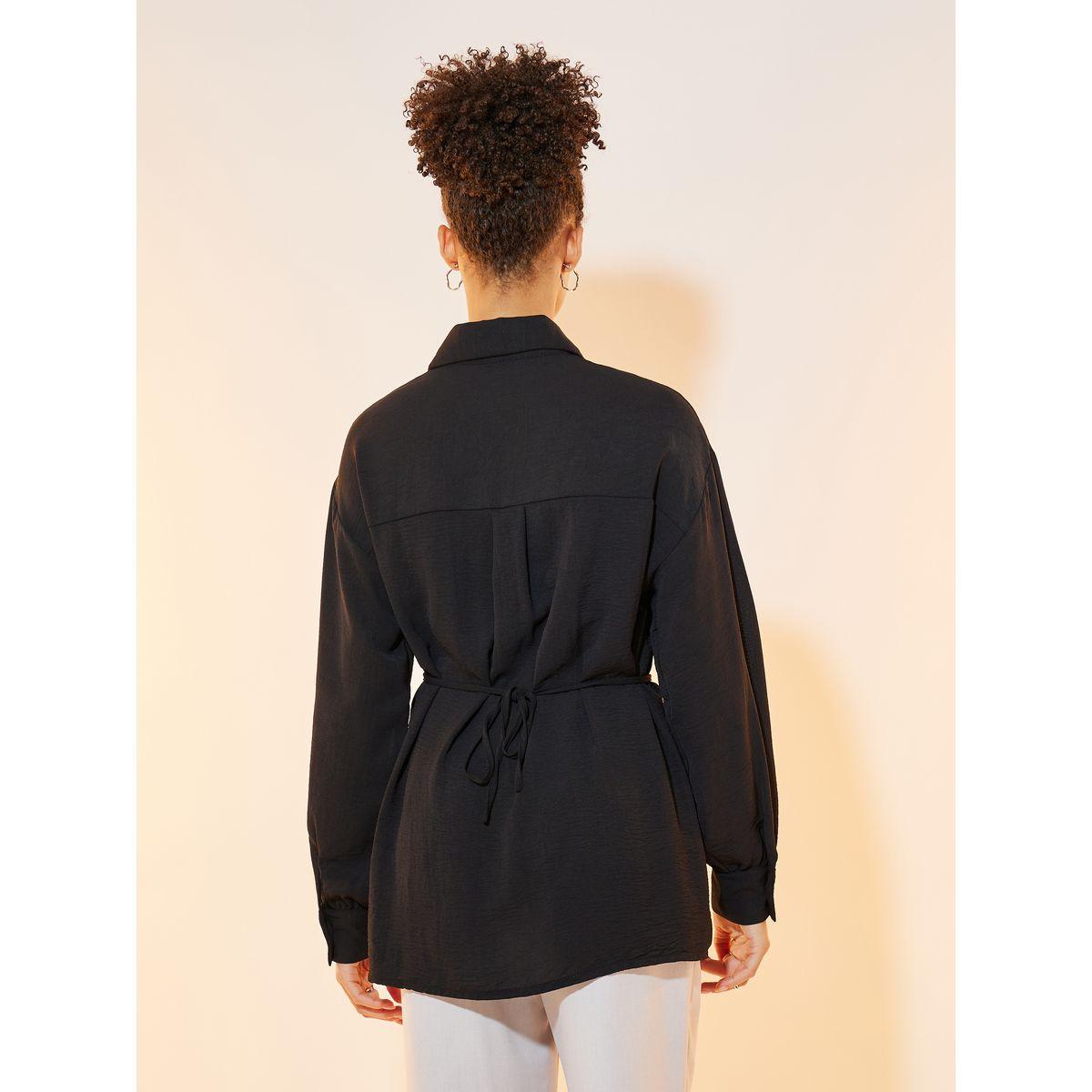 Take Two Solid Longline Shirt with Tie Waist-women-clothing-shirtsandblouses-shirts-image-4